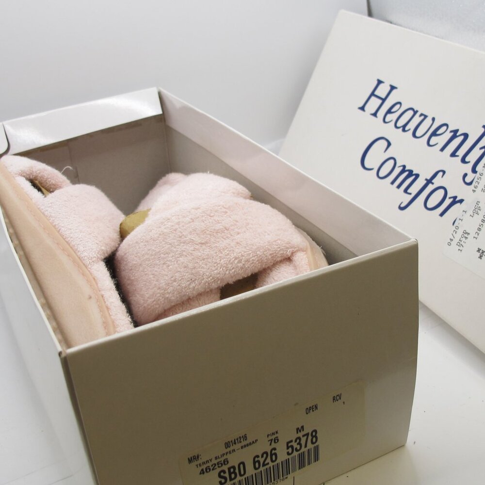 Heavenly Comfort pink terry slipper M   NWT